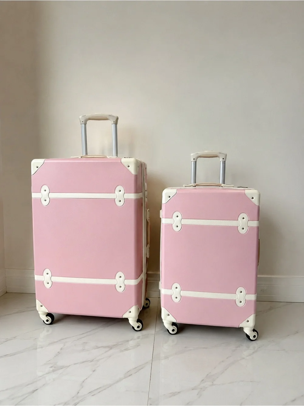 Pink Retro Hard-Shell Suitcase Set - Two Piece